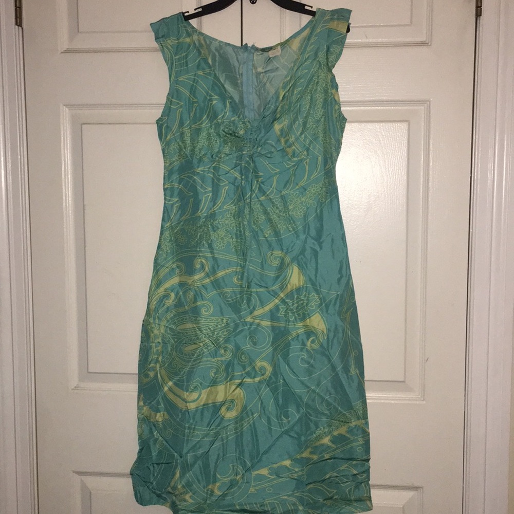 Beth Bowley silk v nk empire waist cap slv dress